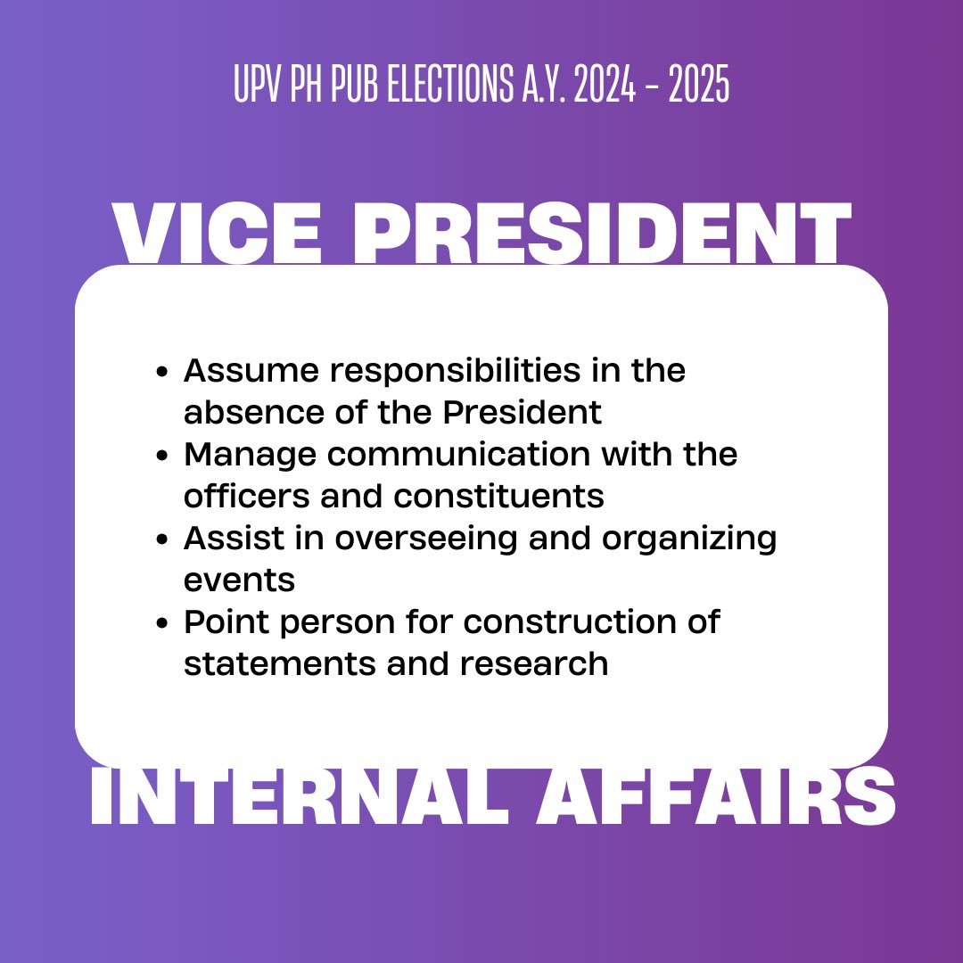 PHPubUPV's tweet photo. 📣 NOMINATIONS FOR UPV PH PUB ELECTIONS FOR A.Y. 2024 - 2025 ARE NOW OPEN! 📣

Calling upon our BSPH students who have the passion to serve the community through organizational initiatives, the will to learn the ropes of efficiency and consistency, — https://t.co/KjI5GqrYYS