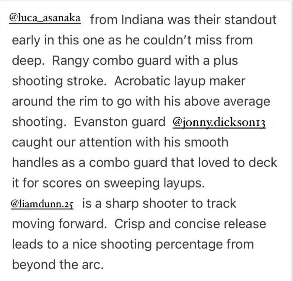 <a href="/j_dickson13/">Jonathan Dickson</a> <a href="/LiamJDunn/">Liam Dunn</a> <a href="/luca_asanaka/">Luca Asanaka</a> #AIAGILBERT2025NY2LA high scoring trio this weekend both offensively and defensively. Versatile scorers and efficient all weekend <a href="/PHCircuit/">Prep Hoops Circuit 🏀</a> for <a href="/AIAeliteboys/">ALL IN Elite Boys</a> <a href="/SebastianNalls/">Sebastian Nalls</a> <a href="/ILHoopProspects/">Illinois Hoop Prospects</a> <a href="/MHS_Boys_/">Midwest Hoops Spotlight</a> <a href="/scottybscout/">Scott Burgess</a> <a href="/coachSPham/">Steve Parham</a>