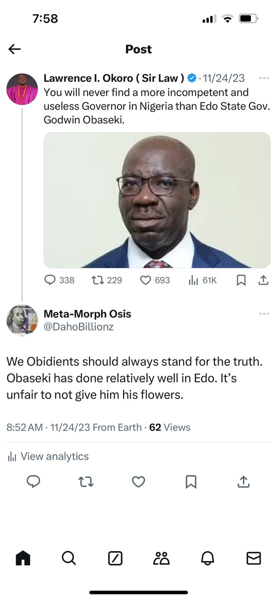 You’ve got serious credibility issues <a href="/LawrenceOkoroPG/">High Chief Lawrence I. Okoro (Sir Law)</a>. Remember when you were attacking Obaseki without evidence? Now you’ve gone to the other extreme, baselessly attacking Obidients. You need to work on your credibility and maturity.