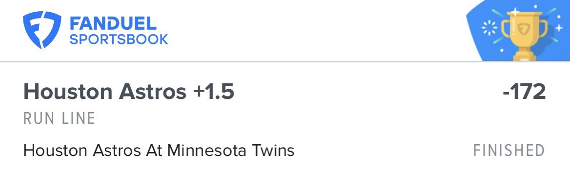 thepickvault's tweet photo. 💰VIP WINNER💰

Houston Astros +1.5 (-172) ⭐️⚾️✅

8.0 Units ➡️ +4.65 Units 📈

#GamblingX #MLB #Winner https://t.co/JIz8wxPP88