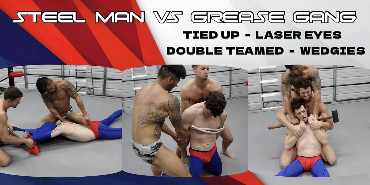 WrestlerForHire's tweet photo. INTENSE #TwoOnOne! 

#SteelMan faces #BlakeStarr and #ChristianThorn (aka #TheGreaseGang)!

DOWNLOAD THIS NEW #HeroHunk VIDEO!

🎥 https://t.co/1ZevpmIbEz

#goodvsevil #power #twoonone #2on1 #doubleteamed #tamed https://t.co/Re06VDcLGr