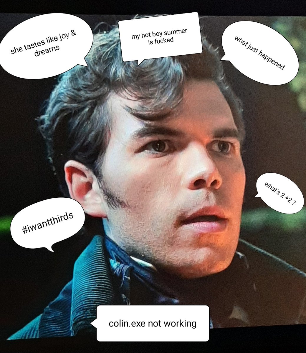 Feryal_Niazi's tweet photo. Pen after their first kiss: thanks, I can move on with life now, bye Colin. 

Le Colin: 

#bridgertons3 #polin #Bridgerton #polinkiss https://t.co/T9AqKM5OTK