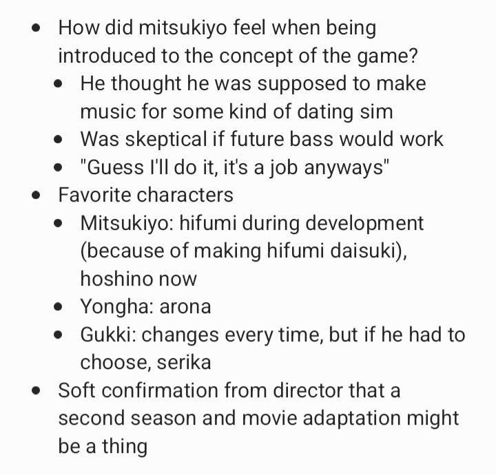 phorusss's tweet photo. I also jotted down what was talked about during the panel (I left early before they started talking about Yuuka's weight to go to the merch hall) #AX2024 #BlueArchive https://t.co/6Nm1fpmFIL