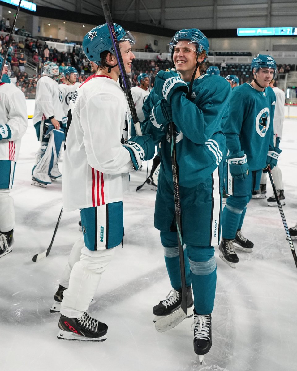 NHL's tweet photo. These two are going to be so fun to watch this upcoming season. 🤩
Cc: Macklin Celebrini & Will Smith
(📸: @SanJoseSharks) https://t.co/IpOte7i1h1