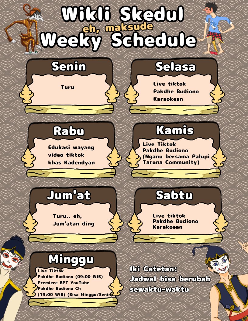 PakdheBudi1's tweet photo. Yooooi kami kembali gaes, untuk setor jadwal pokok dipantau terus jangan lupa merapat follow skirkep!! https://t.co/aqnmcvQ5nU