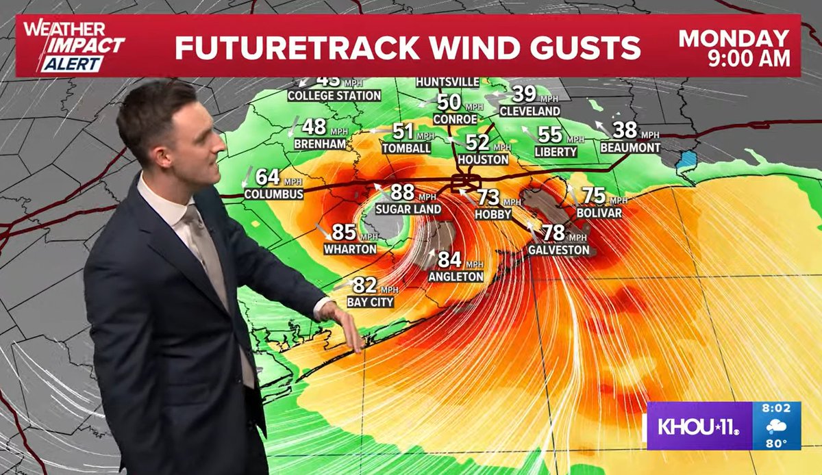 KHOU's tweet photo. STREAMING NOW | KHOU 11 team coverage on #Beryl's path. We're also expecting to hear from Judge Lina Hidalgo on county preparations. @pcavlin 

Watch live: https://t.co/9ei32YR7Uy https://t.co/i5nPRTMieD
