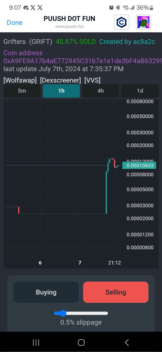 byronstyles978's tweet image. Open puush.fun on that other taband check out $GRIFT! Is this graduating today? Just #puushdabutton! @PUUSHDABUTTON @realOscarRamos1 @TexasHODLcro @Kaosonx who made this !?!

puush.fun/coin/0xA9FE9A1…