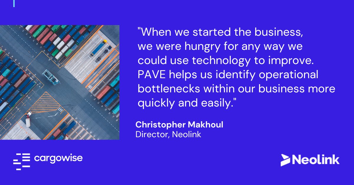 Discover how implementing PAVE – our Productivity Acceleration &amp; Visualization Engine in CargoWise – has enhanced Neolink's ability to visualize workflows, identify areas for improvement or #automation, and boost team efficiency &amp; #productivity. wisetechglobal.com/news/neolink-a… #WiseTech