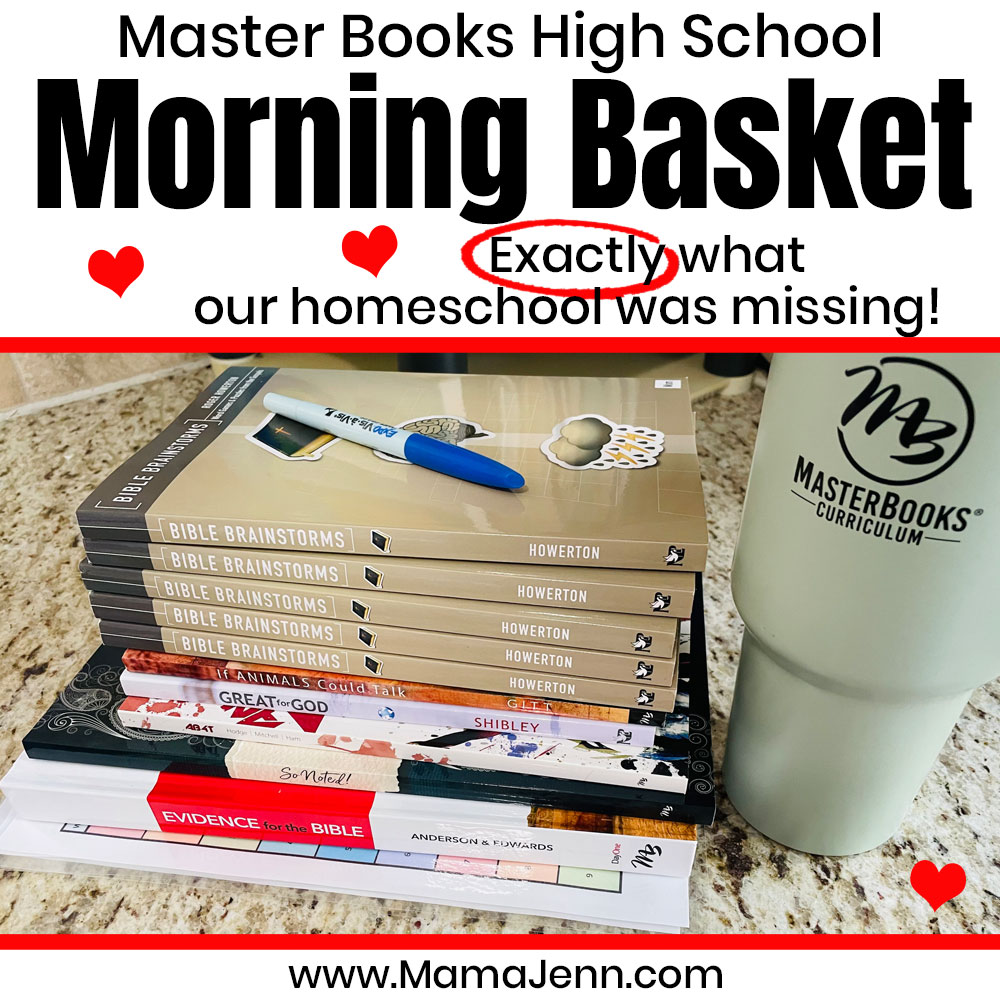 Are you missing that special quality time with your older homeschooled kids? Get it back with the Master Books High School Morning Basket! This is EXACTLY what our homeschool was missing! Read more: mamajenn.com/high-school-mo…

#highschoolmorningbasket #homeschoolbiblecurriculum