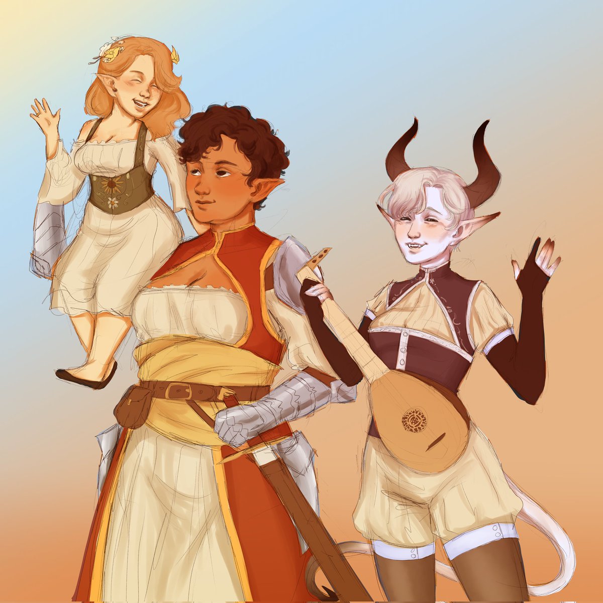 BlacksheepSaba's tweet photo. I drew me, @AyaTabor and our mutal friend who aint on twitter as our DnD test results.
I'm the tiefling  and Aya is the halfling
#dndart #dndoc https://t.co/O9w0EsHh8a