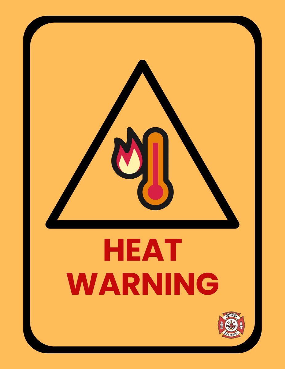 squamishfire's tweet photo. A heat warning has now been issued for Squamish by Environment/Natural Resources Canada. This is forecasted to continue for the next 7-10 days or longer. 
 
Please be advised that new burning restrictions will likely be put in place on Monday, July 8. 

 🔥⚠️ https://t.co/TpOxvqwZJj