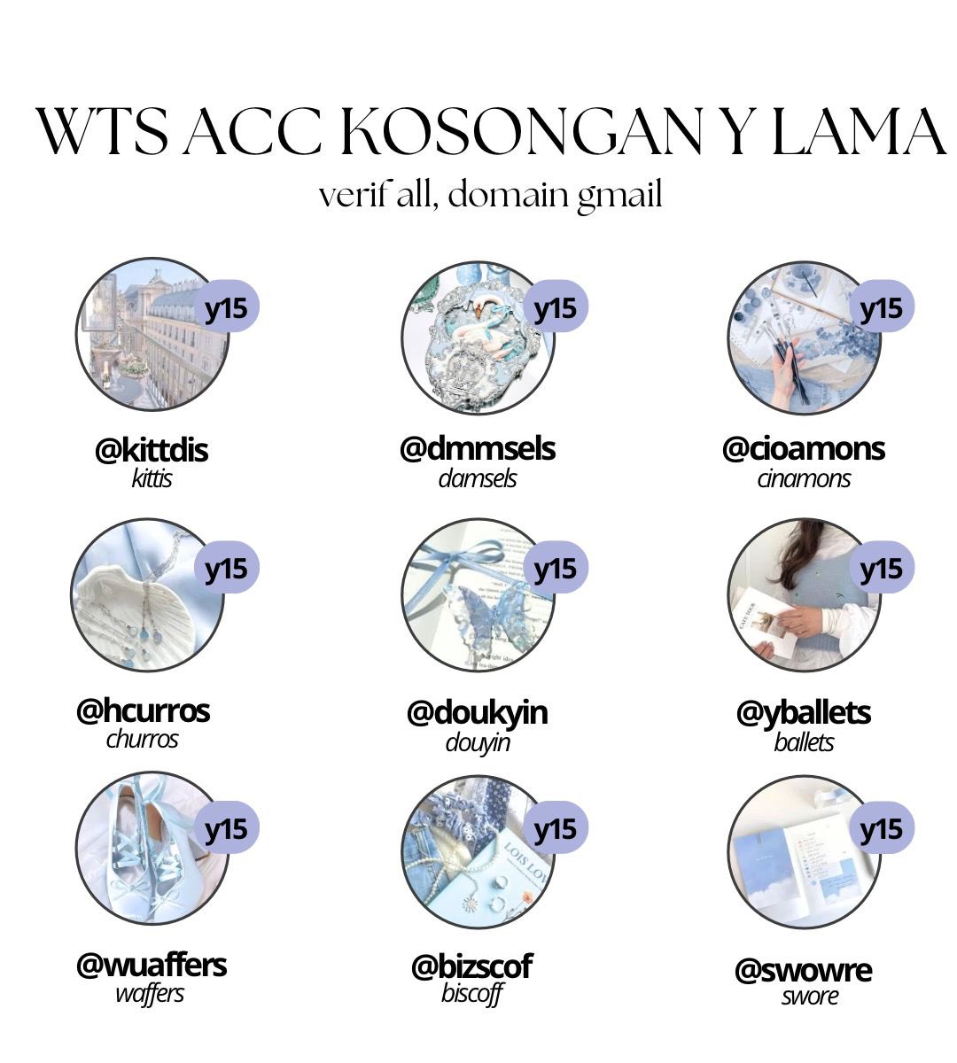 ❤︎ 𓂃  wts  acc  kosongan  inact  y  lama

⊹  usn  mulchar
⊹  verif  all  nomor  luar  no  mastip
⊹  minus  ssb  karna  baru  ganti  usn
⊹  masuk  mt,  ht   dimainin  dulu

 9.OOO/each 

wa.me/6285819272790
#zonauangᅠᅠ  #Zonajajan