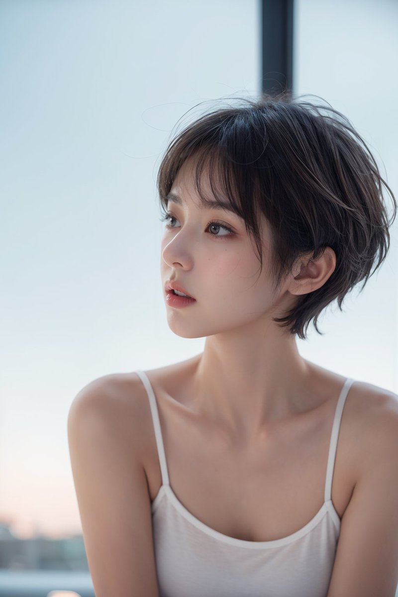 AI_Photo_Salon's tweet photo. エアリーなハンサムショート💇

軽いグラデーションのついた暗めのアッシュカラーで
控えめながらも重たくなりすぎないような印象に✨️

カッコイイ菱形のヘアスタイルは横から見ても菱形です💠

頭頂部と後頭部にボリュームをもたせてメリハリを作ることでかっこよく美しく見えるシルエットを形成します✨️

また後頭部のボリュームの位置を上の方にすることで���りシャープでクールな印象に🆒
下の方にするほど柔らかなでキュートよりな印象になります🩷

"This is an AI-generated image created by Stable Diffusion."