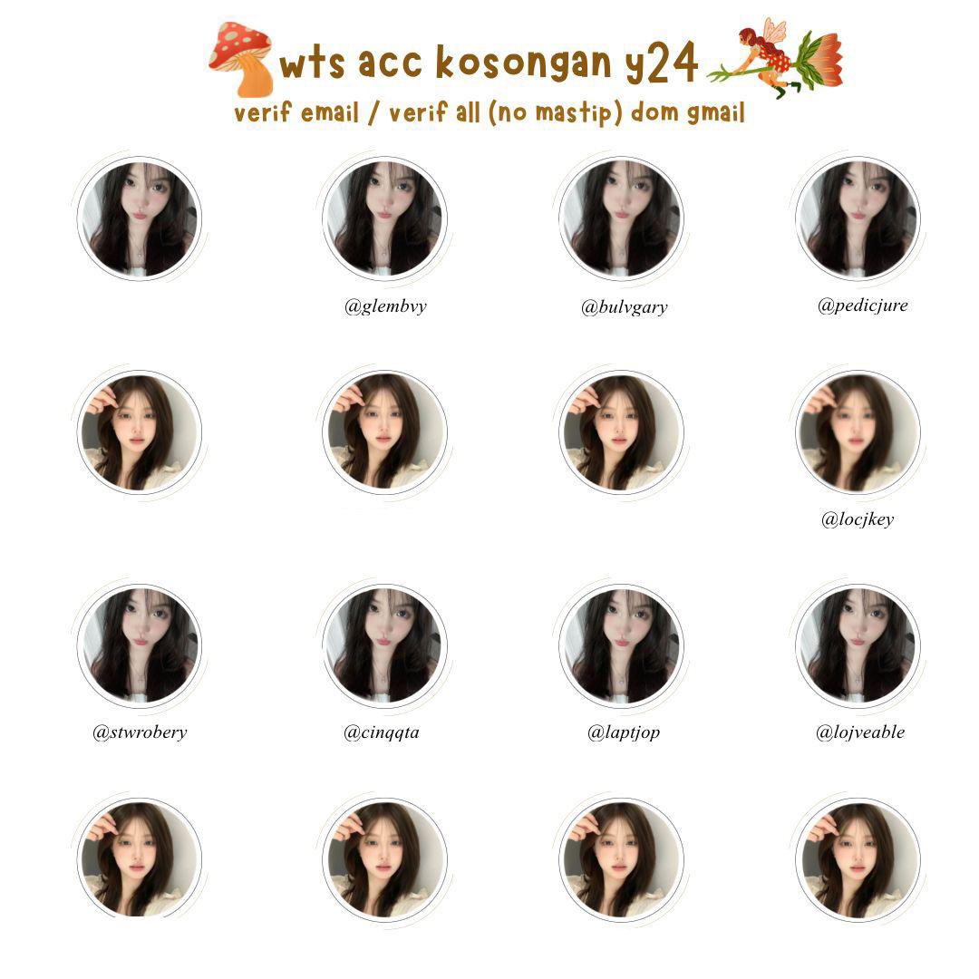 WTS acc kosongan y24 

𐙚 verif email only &amp; verif all (no mastip)
𐙚 go green (-ssb ganti usn) 
𐙚 masuk mt ht dimainin dulu
𐙚 dapat data lengkap acc
𐙚 ⁠dom gmail 
💰verif email only ; 6.000/ea
      verif all ; 8.000/ea

#zonauangᅠᅠ #Zonajajan