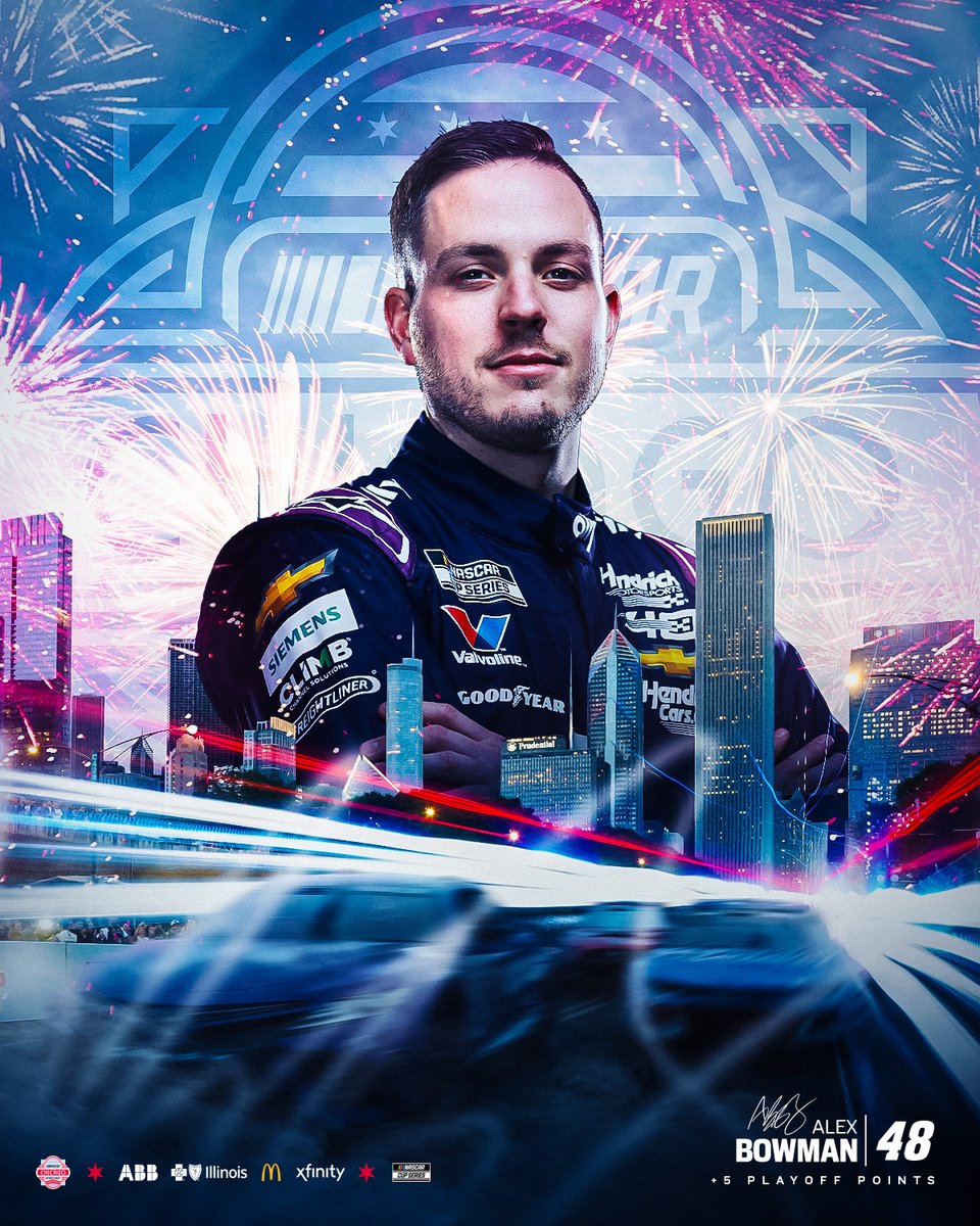 NASCAR's tweet photo. He puts on a show in Chicago!

@Alex_Bowman wins the #GrantPark165! https://t.co/RVJ8ucYJ7T