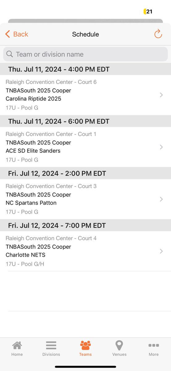Session one schedule in Raleigh, NC <a href="/Phenom_Hoops/">Phenom Hoop Report</a> Live period! Coaches, come check out this group, lots of college level players! 

<a href="/dean_adkins_/">Dean Adkins</a> <a href="/Darius_Clayton2/">Darius Clayton</a> @RaheanEdmonds @garrisonc06 <a href="/MasonFritz19/">Mason Fritz</a> <a href="/MatthewD0922/">Matthew Doherty</a> <a href="/David_Rushing11/">David Rushing Jr</a> <a href="/_Elijah11_/">Elijah Fermaint</a> <a href="/randyestevez06/">Randy estevez</a>