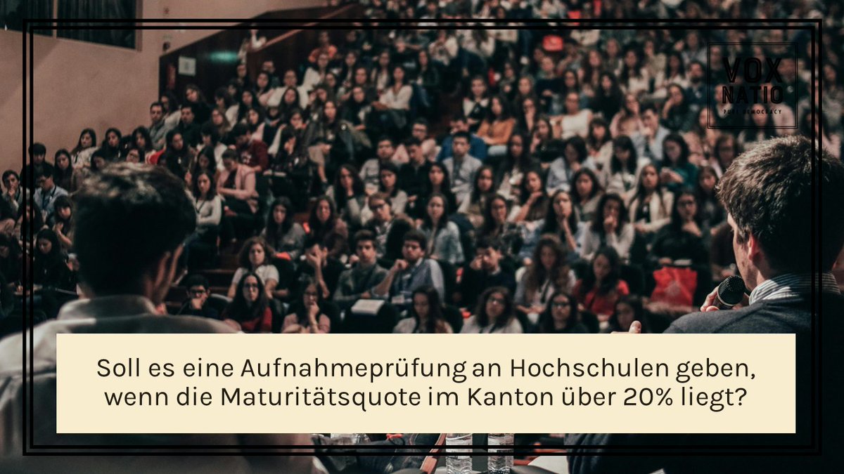 Vox Natio (@vox_natio) on Twitter photo 📢 Soll es eine #Aufnahmeprüfung an Hochschulen geben, wenn die Maturitätsquote über 20% liegt? Diskutieren Sie mit über den Vorschlag von SR <a href="/jakobStark/">Jakob Stark</a> und stimmen Sie ab auf voxnatio.ch! #Bildung #Matura #Schweiz #VoxNatio 📢 Soll es eine #Aufnahmeprüfung an Hochschulen geben, wenn die Maturitätsquote über 20% liegt? Diskutieren Sie mit über den Vorschlag von SR <a href="/jakobStark/">Jakob Stark</a> und stimmen Sie ab auf voxnatio.ch! #Bildung #Matura #Schweiz #VoxNatio