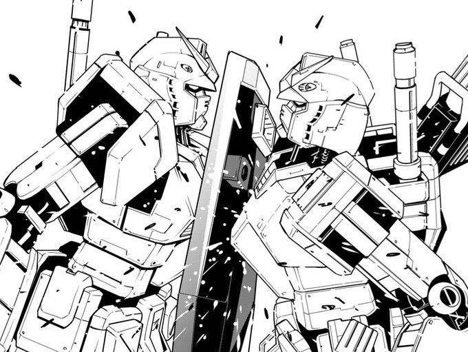 ガンダムエースに掲載された短編 「エクスマキナの邂逅」で描いたガンダムと G3です。主人公はAIを研究するあの女の子…  #ガンダムの日
