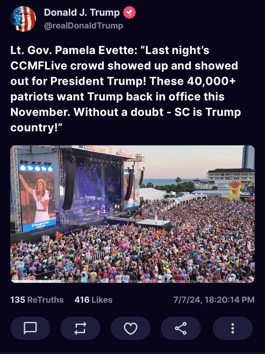 Mamabenergy2's tweet photo. This stupid son of a bรญtch, is out here acting like the crowd for the #CCMFLive @CCMFLive was there for him!๐คฃ๐คฃ
Bronnie, that's a music fest, and just because one MAGAT Moron @PamelaEvette was screaming, "We Want Trump," means absolutely ZERO!
This same crowd was screaming, "Chug, Chug, Chug," three minutes later and forgot all about Trump!
What a loser!