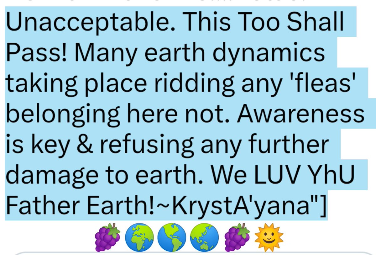 DivanaAyhea's tweet image. Way....
["Past Time To Let Earth Breath A-Gain. True Legend has it that earth is about 1/3rd of its size, it use to be as 'things' are eversomuch attempting to take breath away from all life forms....fallen Zetas cos they dont like oxygen....
~Sarah DeSoto"]