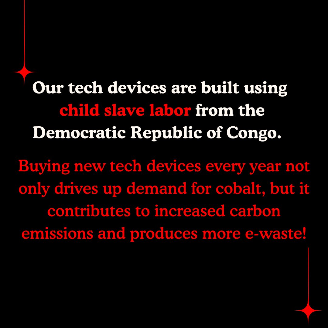 anticoltech's tweet photo. Tech companies make money (and buy more cobalt) when you buy more of their products. They want to lock us in a 'fast tech' cycle of constantly buying the newest phones, laptops, and other tech devices. https://t.co/CfxdCWlT69