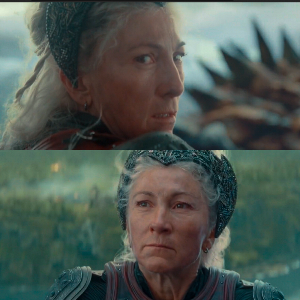 HOTDBr's tweet photo. "A princesa Rhaenys não tentou fugir. Com um brado satisfeito e um estalo do chicote, ela virou Meleys para os inimigos." - Fogo &amp; Sangue, O Dragão Vermelho e o Dourado.

#HouseoftheDragon https://t.co/RkOlFfG1W6