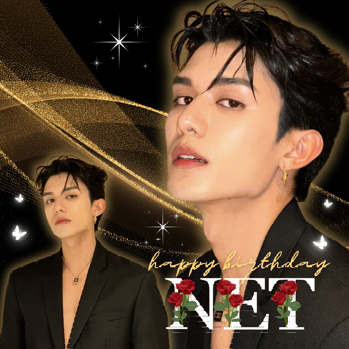 Spending another year with our dearest, Net is truly incredible 🖤

May you have a happy and wonderful birthday this year, our P'Net 🌹

#HappyNet27thDay
#HappyNetDay2024