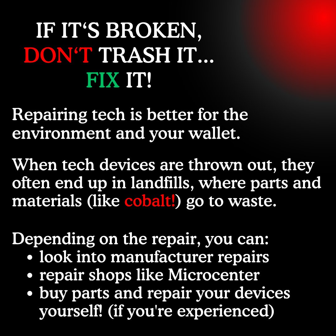 anticoltech's tweet photo. While it's nearly impossible to boycott companies like Apple, Microsoft, or Intel, we CAN lessen our consumption of their products. You can do this by:

💻 using your devices longer
📱 repairing your devices
💾 buying used!

Resist consumerism (and save money) at all costs! https://t.co/Op73Mho0HT