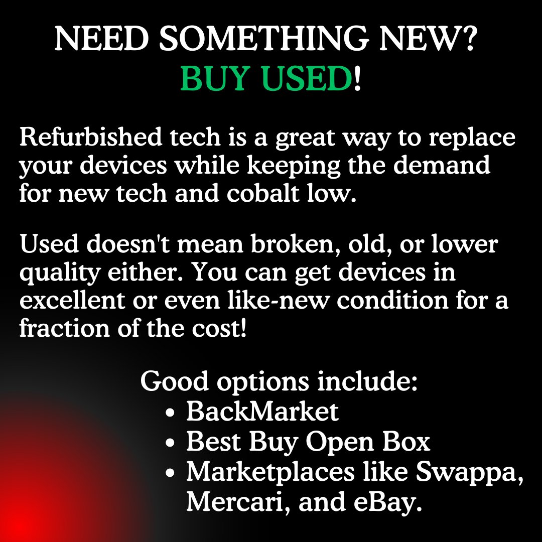 anticoltech's tweet photo. While it's nearly impossible to boycott companies like Apple, Microsoft, or Intel, we CAN lessen our consumption of their products. You can do this by:

💻 using your devices longer
📱 repairing your devices
💾 buying used!

Resist consumerism (and save money) at all costs! https://t.co/Op73Mho0HT