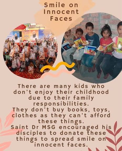 sonali_gondia's tweet image. जरूरतमंद के चेहरे पर मुस्कान लाना, सच्ची खुशी की सार्थकता है।समाज मे अनेक बच्चे उपेक्षित किसी जीवन जी रहे है। Saint Dr MSG Insan की प्रेरणा से अनुयाई जरूरतमंद बच्चों को खिलौने, कपड़े, किताबे, खाना देकर उनके मासूम चेहरों पर मुस्कान ला रहे है।
#SpreadingHappiness
#MondayMotivation