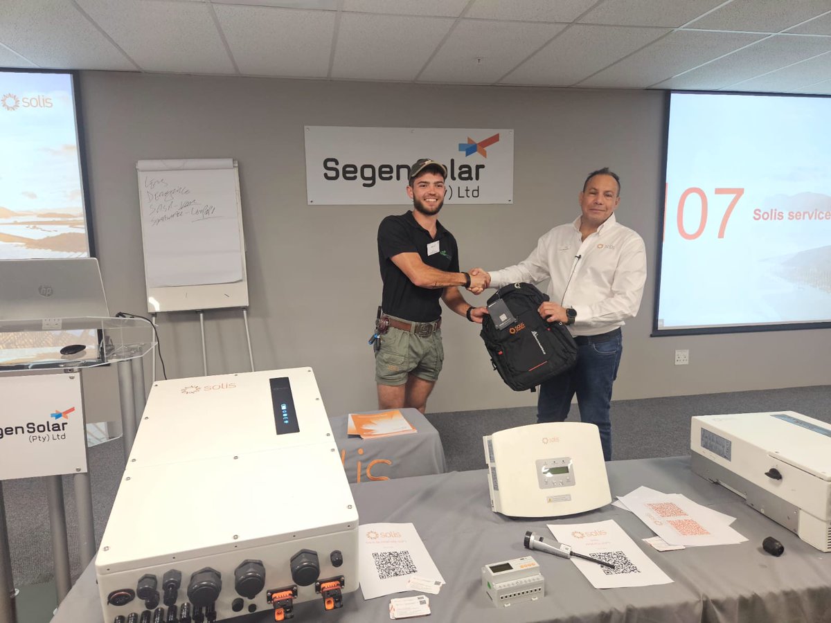 Solis_Inverters's tweet photo. #SolisTraining in #SouthAfrica was a blast! Our recent technical session in Johannesburg, hosted by @SegenSolar Pty, brought together passionate installers eager to delve into the latest inverter tech. From 50K Commercial Hybrid to Off-grid ๐ฆ๐ฒ-๐๐ข๐ญ๐ฃ(๐ฐ-๐ฑ)๐-๐ฐ๐ด, it was a day of learning and fun.
๐ Attendees also took part in exciting contests, leaving with some awesome prizes!
๐ Next up: Hotel Verde, Cape Town, on July 9th.