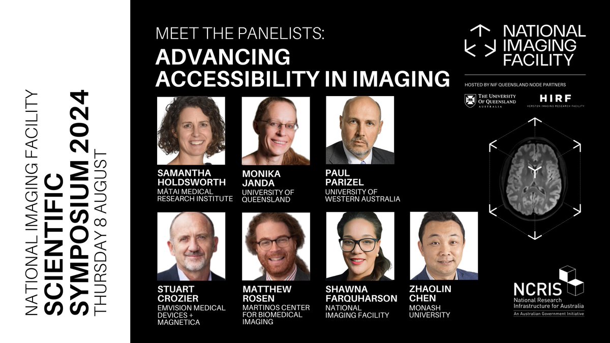 Australian National Imaging Facility (@nifaus) on Twitter photo #NIFSymposium2024 Session Highlight | Accessible Imaging: Technology underpinning community outcomes
Featuring speakers:
Samantha Holdsworth, <a href="/MonikaJanda/">Monika Janda</a>, Paul Parizel, Stuart Crozier, <a href="/RosenLab/">Matt Rosen</a>, <a href="/Shawna_Far/">Shawna Farquharson</a>, <a href="/zchen_imaging/">Zhaolin Chen</a>
Full program and register: anif.org.au/symposium2024/ #NIFSymposium2024 Session Highlight | Accessible Imaging: Technology underpinning community outcomes
Featuring speakers:
Samantha Holdsworth, <a href="/MonikaJanda/">Monika Janda</a>, Paul Parizel, Stuart Crozier, <a href="/RosenLab/">Matt Rosen</a>, <a href="/Shawna_Far/">Shawna Farquharson</a>, <a href="/zchen_imaging/">Zhaolin Chen</a>
Full program and register: anif.org.au/symposium2024/