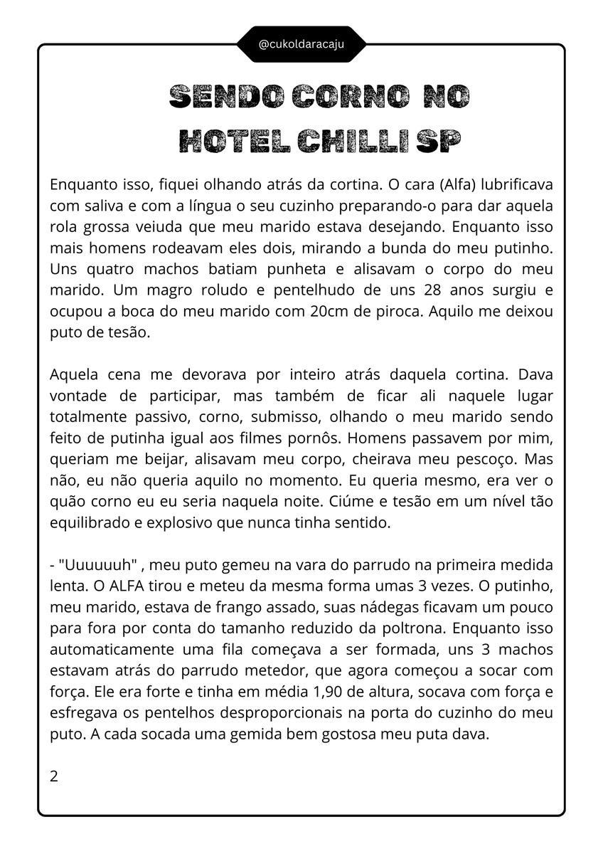 cukoldaracaju's tweet photo. SENDO CORNO NA CHILLI
.
.
#CUCKOLDGAY #CUCK #CORNOGAY #PUTARIAGAY #CUCK #HOTHUSBAND #CORNOPORTUGA #CORNOSP #MACHOALFA #ALFA #PUTARIA #GAYPUTO #DOTADO #ROLUDAO #PIROCUDO #conto #contoerotico #MACHO #HOTELCHILLI #SAMPA https://t.co/hcC6jCD6En