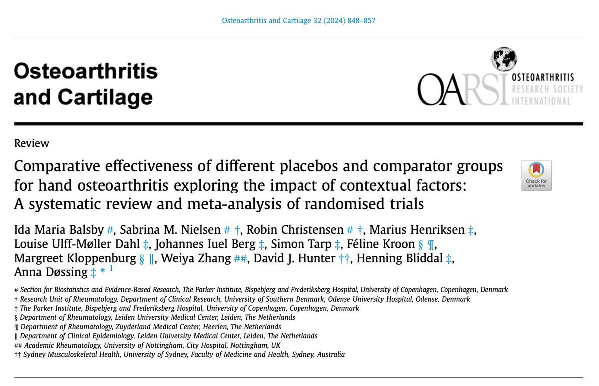 Osteoarthritis and Cartilage Journals (@oacjournal) on Twitter photo NEW <a href="/OACJournal/">Osteoarthritis and Cartilage Journals</a> - Jul Issue 
✋ Hand #OA
What are the pain relief effects of comparators (placebos + untreated controls) & the impact of contextual factors in hand #OA trials?
<a href="/AnnaDossing/">Anna Dossing</a> <a href="/DrRChristensen/">Dr Robin Christensen, BSc, MSc, PhD</a> @henriksen_mh <a href="/SimonTarp/">Simon Tarp</a> <a href="/OAKloppenburg/">Research group Kloppenburg</a> <a href="/ProfDavidHunter/">ProfDavidHunter</a> 
1/2 NEW <a href="/OACJournal/">Osteoarthritis and Cartilage Journals</a> - Jul Issue 
✋ Hand #OA
What are the pain relief effects of comparators (placebos + untreated controls) & the impact of contextual factors in hand #OA trials?
<a href="/AnnaDossing/">Anna Dossing</a> <a href="/DrRChristensen/">Dr Robin Christensen, BSc, MSc, PhD</a> @henriksen_mh <a href="/SimonTarp/">Simon Tarp</a> <a href="/OAKloppenburg/">Research group Kloppenburg</a> <a href="/ProfDavidHunter/">ProfDavidHunter</a> 
1/2