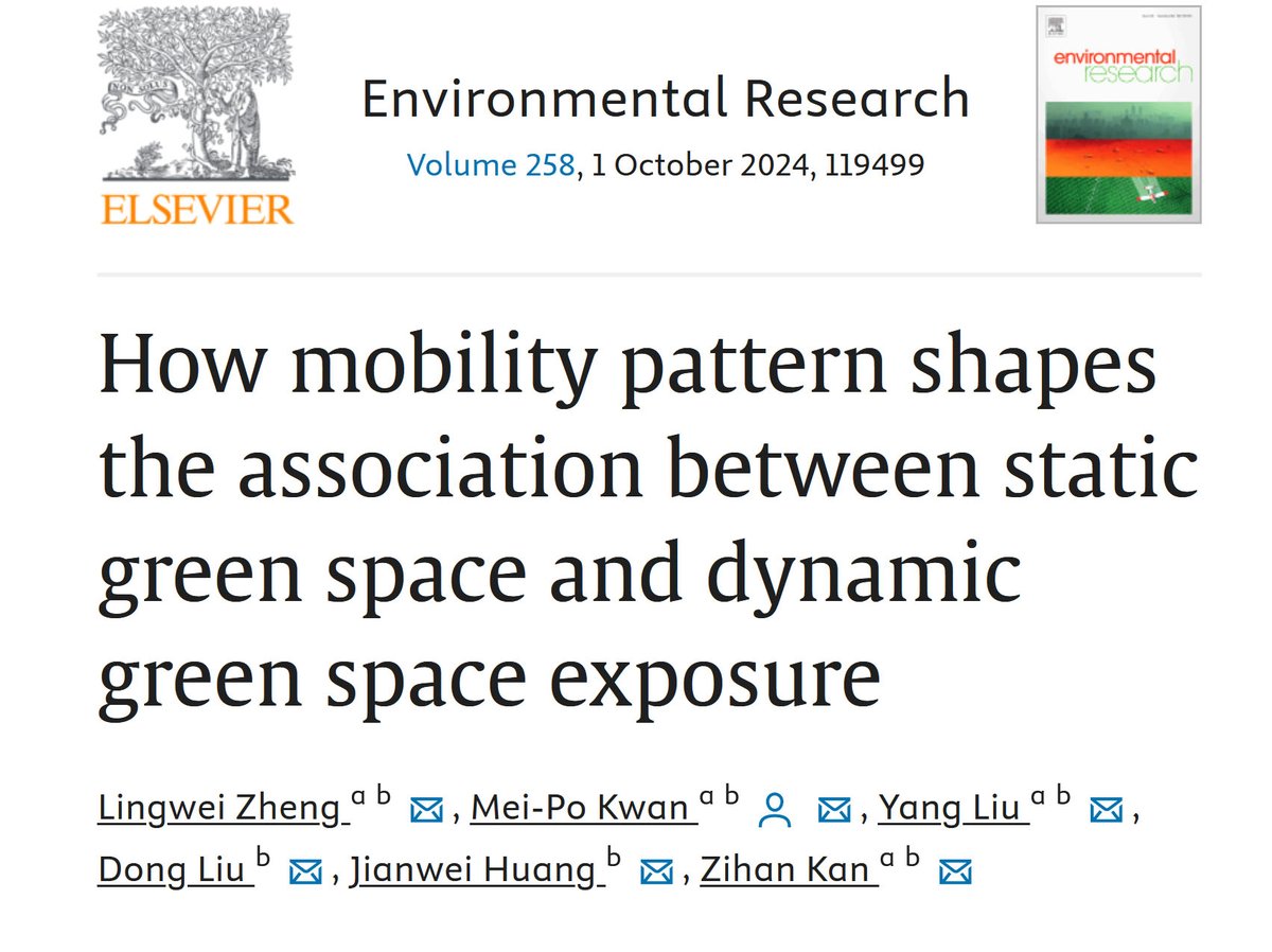 Mei-Po Kwan (@meipokwan) on Twitter photo Ignoring individual mobility patterns could introduce significant bias when investigating the overall effects of greenspace on health. See our new paper: authors.elsevier.com/a/1jL8v_KHppydy <a href="/theAAG/">American Association of Geographers</a> Ignoring individual mobility patterns could introduce significant bias when investigating the overall effects of greenspace on health. See our new paper: authors.elsevier.com/a/1jL8v_KHppydy <a href="/theAAG/">American Association of Geographers</a>