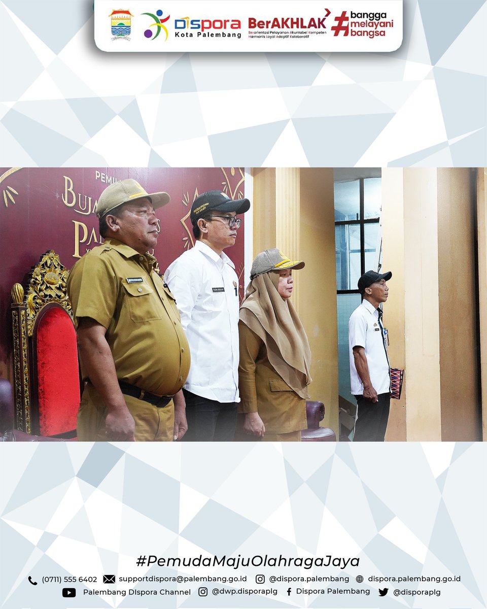 Apel Pagi Jajaran Dispora Kota Palembang.

8 Juli 2024 | Aula Lt. III Dinas Kepemudaan &amp; Olahraga Kota Palembang 

#DisporaKotaPalembang
#PemudaMajuOlahragaJaya