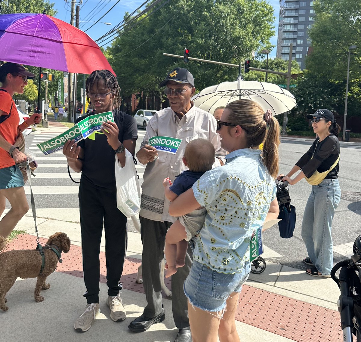 SURPRIZING AND EXCITING– Today, when my grandson Gavin and I gave out ALSOBROOKS FOR U.S. SENATE stickers at the Bethesda Farmers Market, more 80% of voters said they will definitely vote for Angela.  I had not expected such a strong response!  #ALLINFORANGELA #ImWithAngela