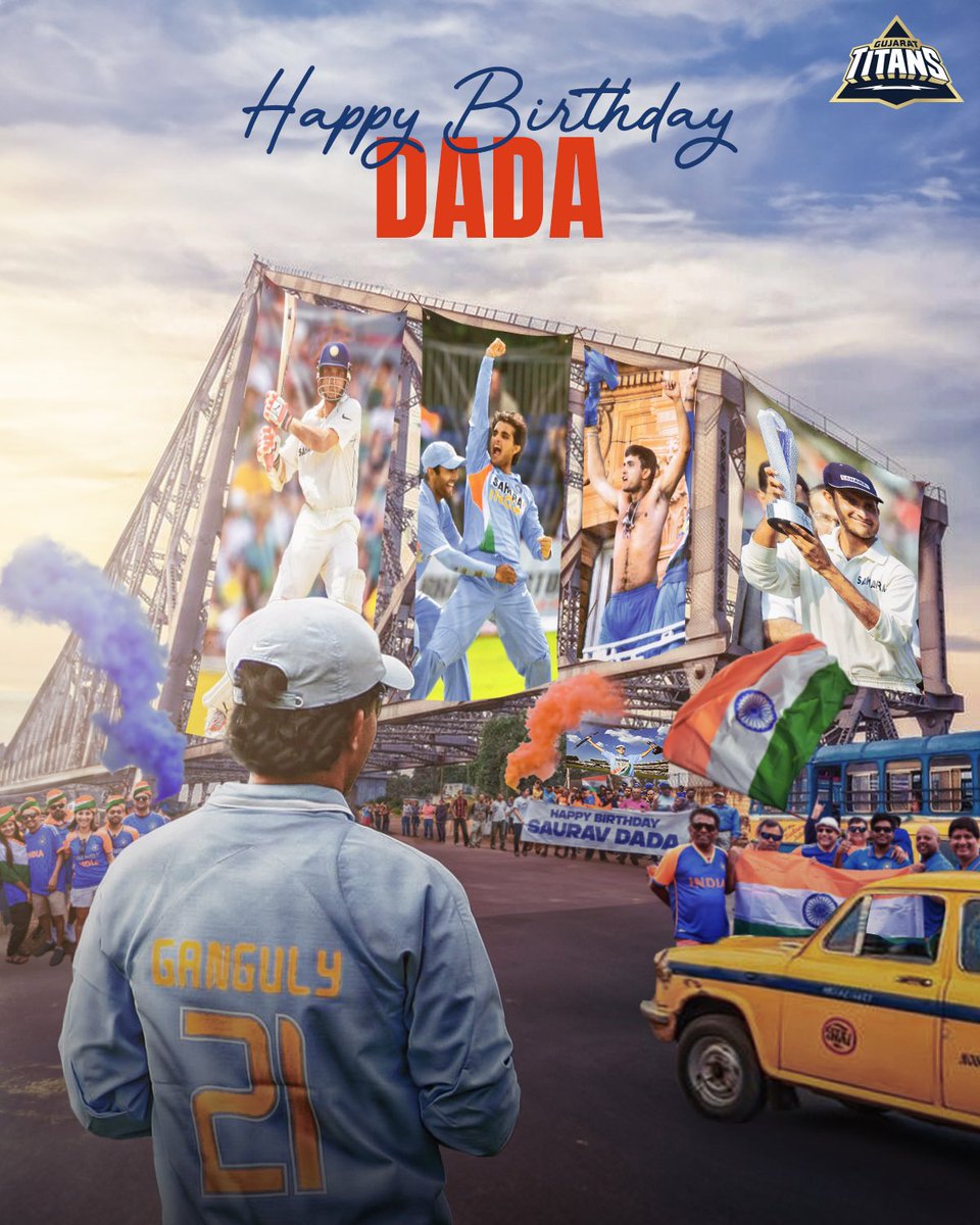 gujarat_titans's tweet photo. Sending birthday wishes to the fearless 'Dada' of Indian cricket! 🇮🇳🥳

#AavaDe | #HappyBirthday | @SGanguly99 https://t.co/60zU4dsHgw