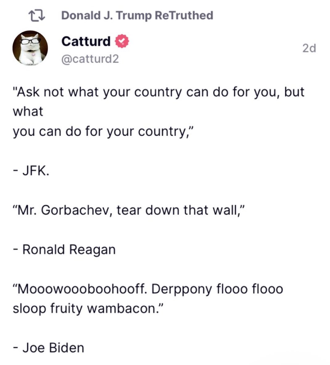 LOL TRUMP JUST SHARED THIS ON TRUTH SOCIAL 

<a href="/catturd2/">Catturd ™</a> 🤣