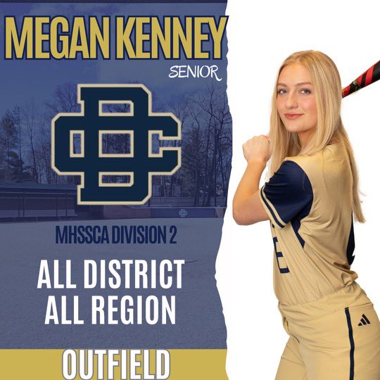 Congratulations to Senior Megan Kenney on finishing her Senior Year with some nice Post Season awards! DCDS won 4 District and 2 Regional Championships during her 4 years. Thank you for 4 great years Megan!
