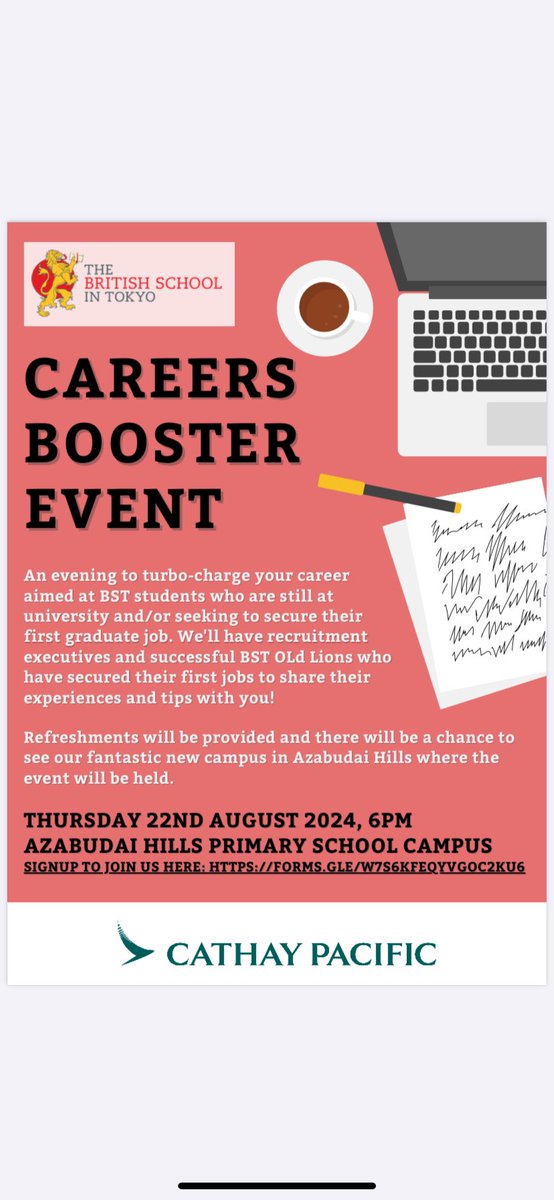 BST_Yamada's tweet photo. All Old Lions 🦁 @BST_Tokyo welcome to our networking and careers booster in August - 6pm start pls email alumni@bst.ac.jp to secure your spot! Thanks to @cathaypacific for support. https://t.co/SwKAzFhtKf