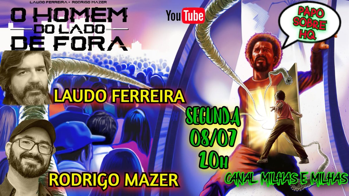 laudoferreira's tweet photo. E segunda, dia 08, eu e o Rodrigo Mazer vamos bater um  papo com o Cassio Witt em seu canal, onde falaremos sobre "O homem do lado de fora", hq nossa que está em  pré-venda no Catarse. Apareça por lá para conhecer mais sobre esse trabalho e claro, depois garantir sua edição. https://t.co/q55IGtSHxh