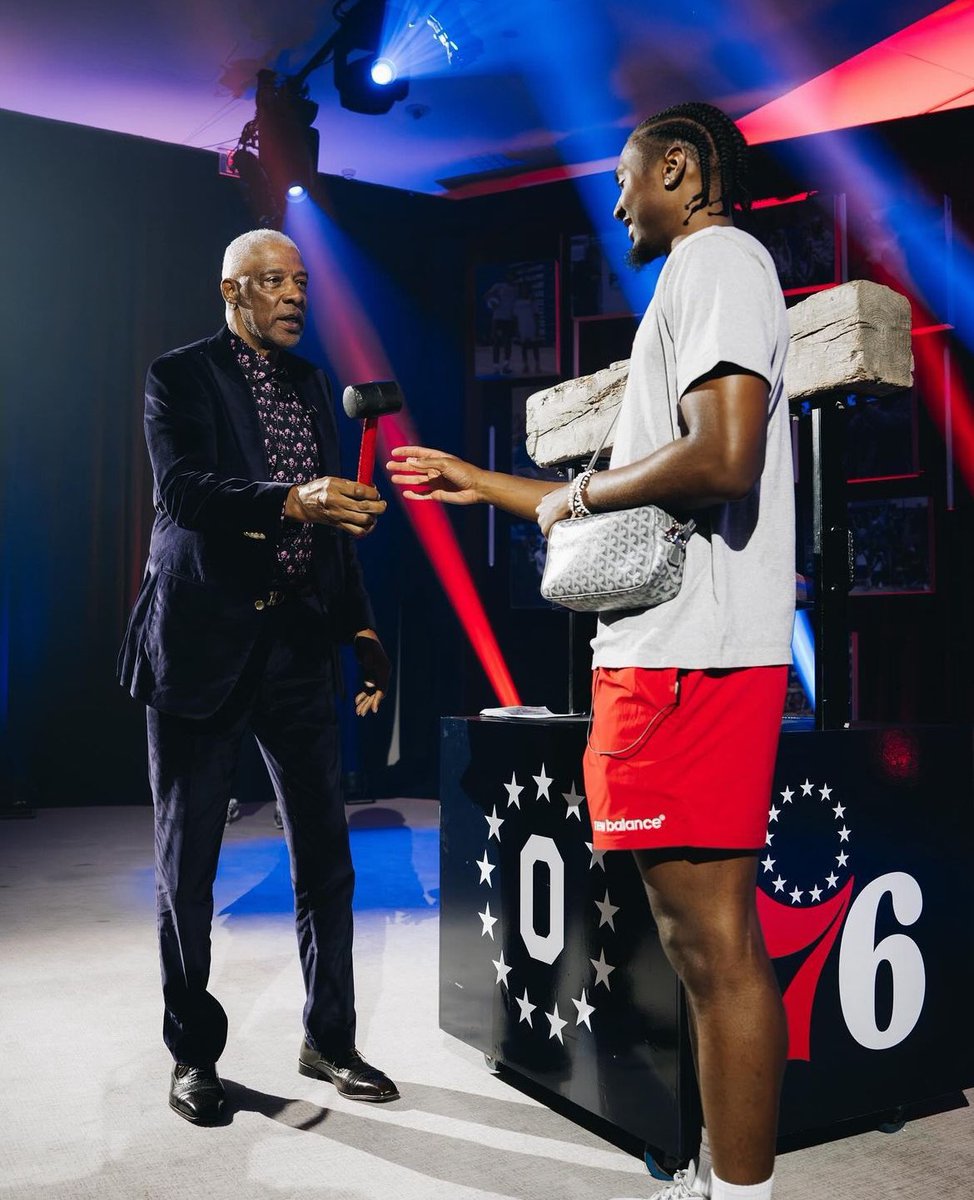 Sixerdaily's tweet photo. Dr J might be the MVP of the offseason 🫡

(@sixers) https://t.co/lnGcvd3Stq