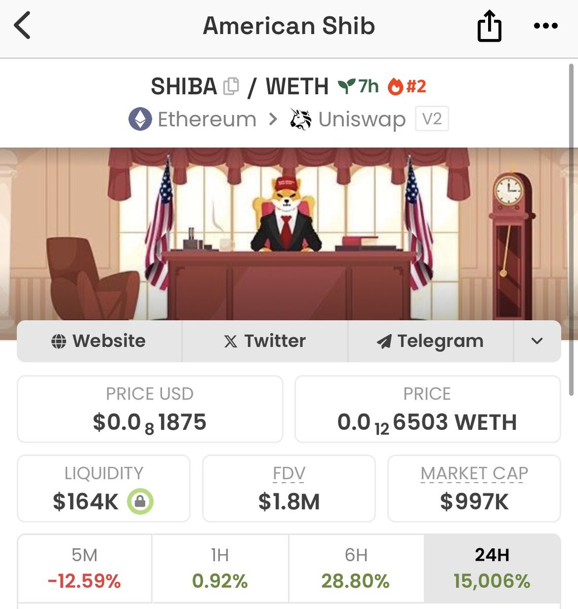 cryptohousetop's tweet photo. We'll be watching this miracle ๐๐๐
Check out SHIBA/WETH on DEX Screener! https://t.co/jPeweNrheM
#eth #memecoin #meme #ethnews #ethmeme #topeth #dex #ethdex #dexeth https://t.co/oQWl5CfDIk