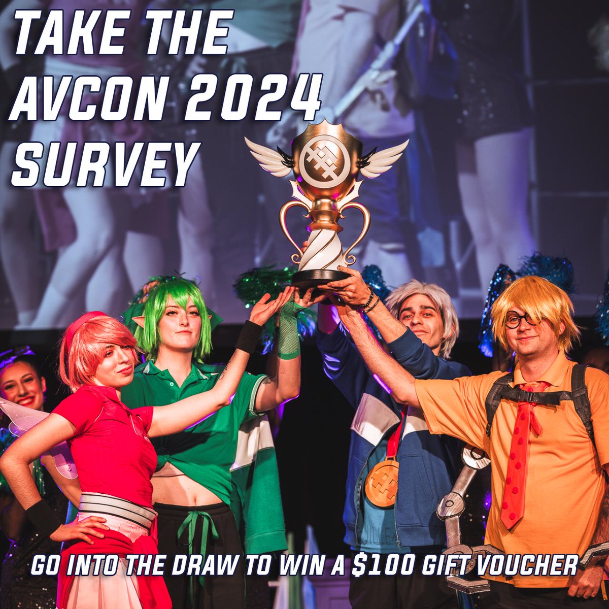 TeamAVCon_'s tweet photo. How was your AVCon 2024? It’s time to have your say! We want to know what you loved, what you didn’t love and what you want to see next year! 

Complete our AVCon 2024 survey on the AVCon app or here: https://t.co/93iVS5FEED, and go in to the draw to win a $100 gift voucher to Shin Tokyo, EB Games/Zing, Good Games or Tabletop Warfare (there will be multiple winners)!