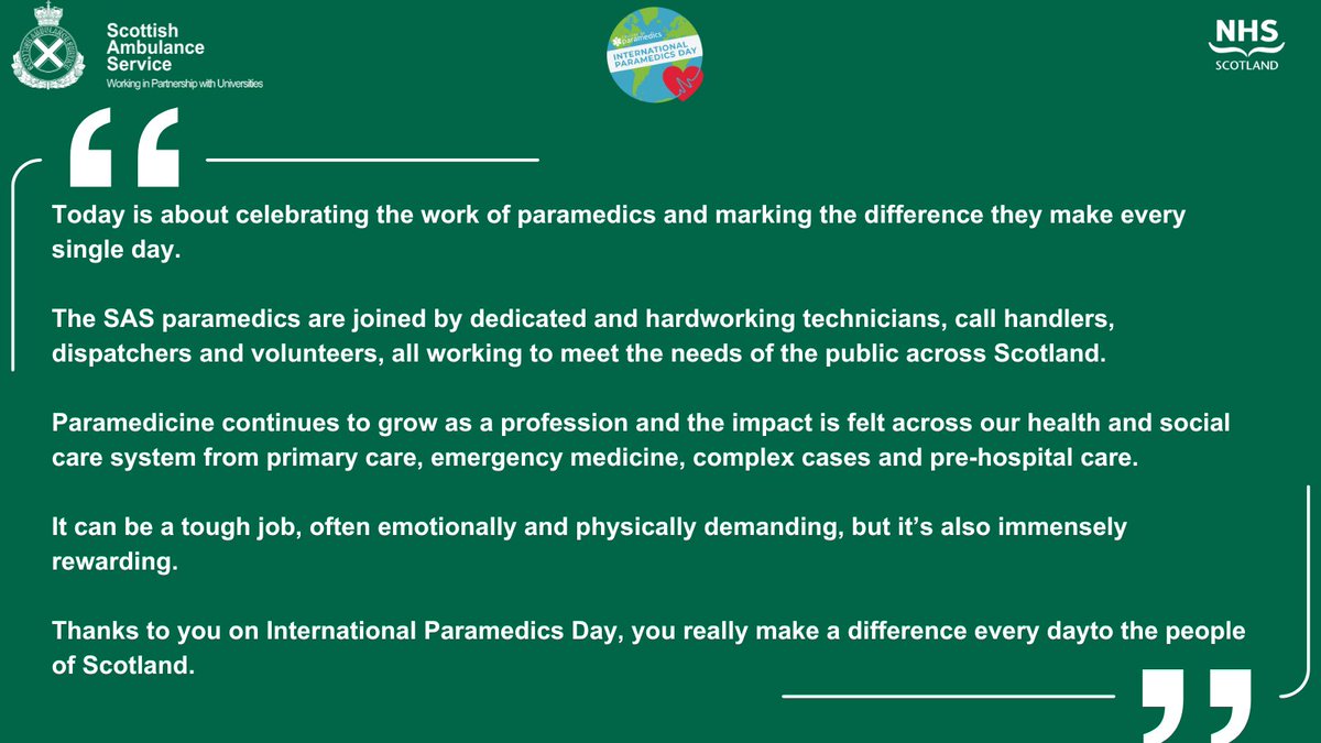 Today is #InternationalParamedicsDay! 🚑💚

Here is a message from our Chief Executive, Michael Dickson, to honour and celebrate the difference paramedics make every day. #IPD24