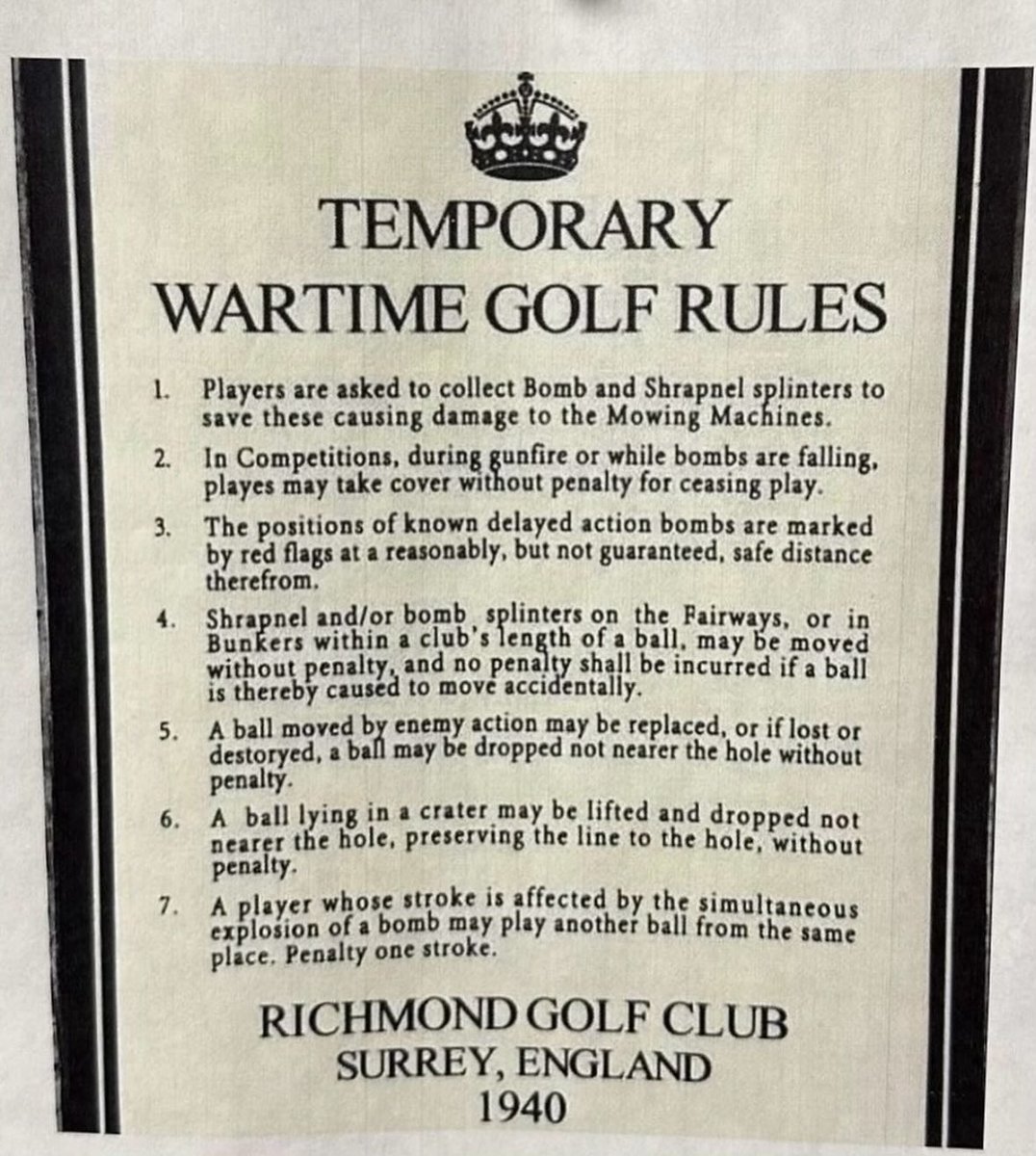Golf za války nebyl žádný med. Pokud vám bouchla bomba během rány, byl rehit za 1 trestnou.😅