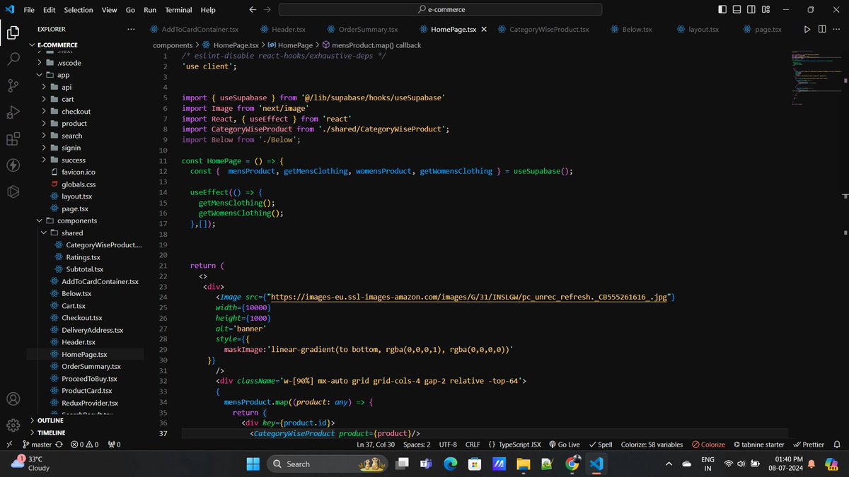 AdarshKumar206's tweet image. Hello Coders,

This is my FullStack #Ecommerce Project build with Next.js 14, TailwindCSS, Typescript, Stripe Payment Gateway, redux , SupaBase.

Can buy products from the site of your choice
Stripe Payment Gateway is also there for payment

#LearnInPublic #buildinpublic #remote