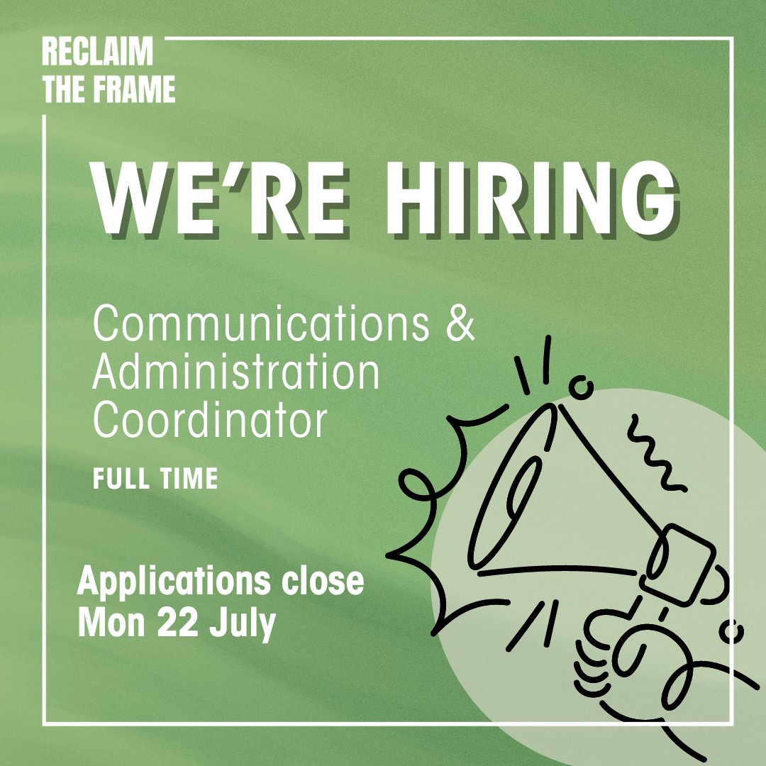 Our friends at Reclaim The Frame are recruiting! If you're passionate about equity in all film spaces, why not bring your creative and organisational skills and join RTF as their new Communications &amp; Administration Coordinator 🎬

📅Apply by 22 July

bit.ly/RTF-CommsAdmin…