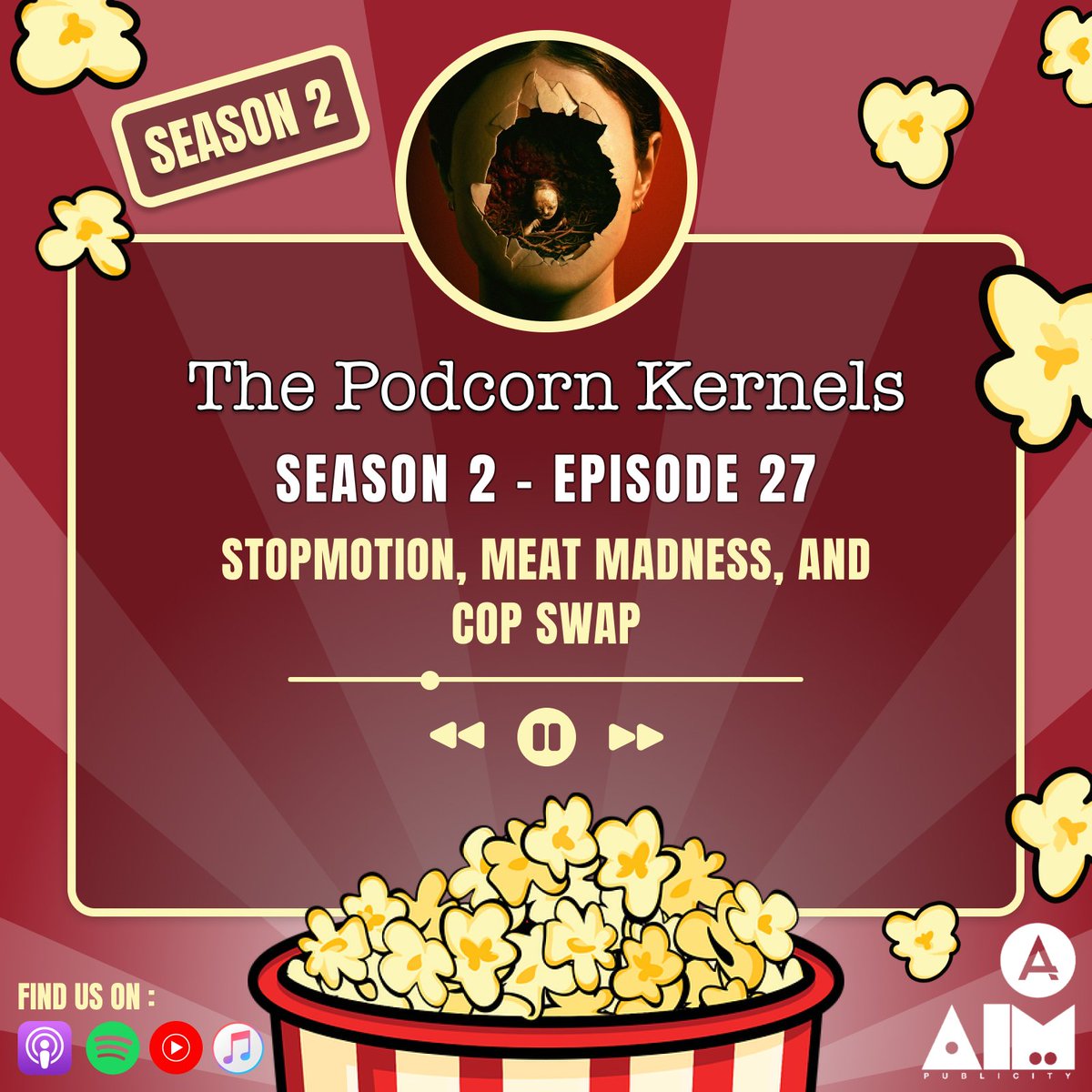 S02. E27: Stopmotion, Meat Madness, and Cop Swap is now live! Listen on Spotify by clicking the link below 👇 

open.spotify.com/episode/5tgm3l…

Or you can choose a different platform from our link-tree 👇 

linktr.ee/thepodcornkern…